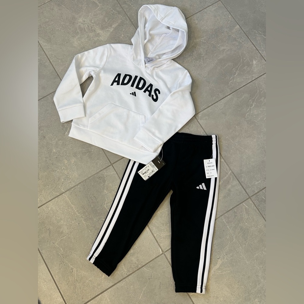 NWT Adidas Kids' Logo Fleece Graphic Hoodie Set